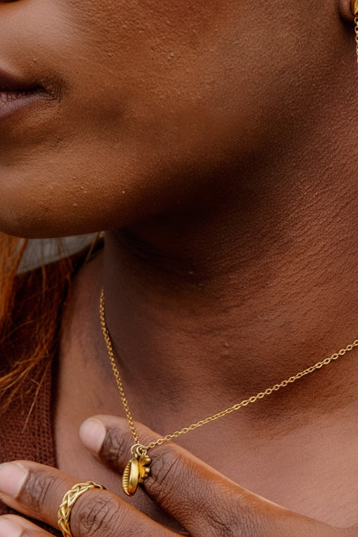 Cowrie Shell & Clover Charm Necklace