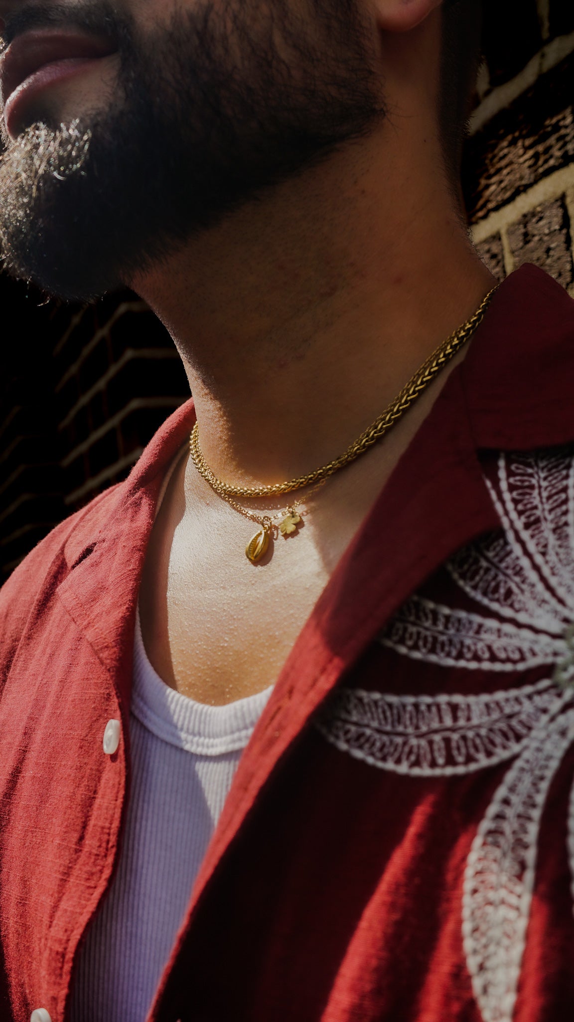 Cowrie Shell & Clover Charm Necklace