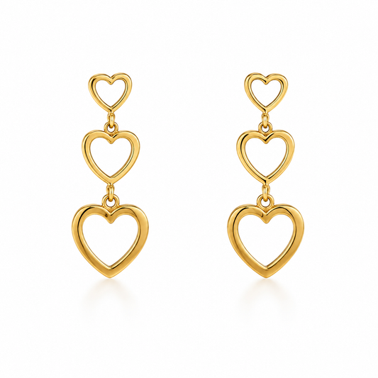 Triple Heart Earrings
