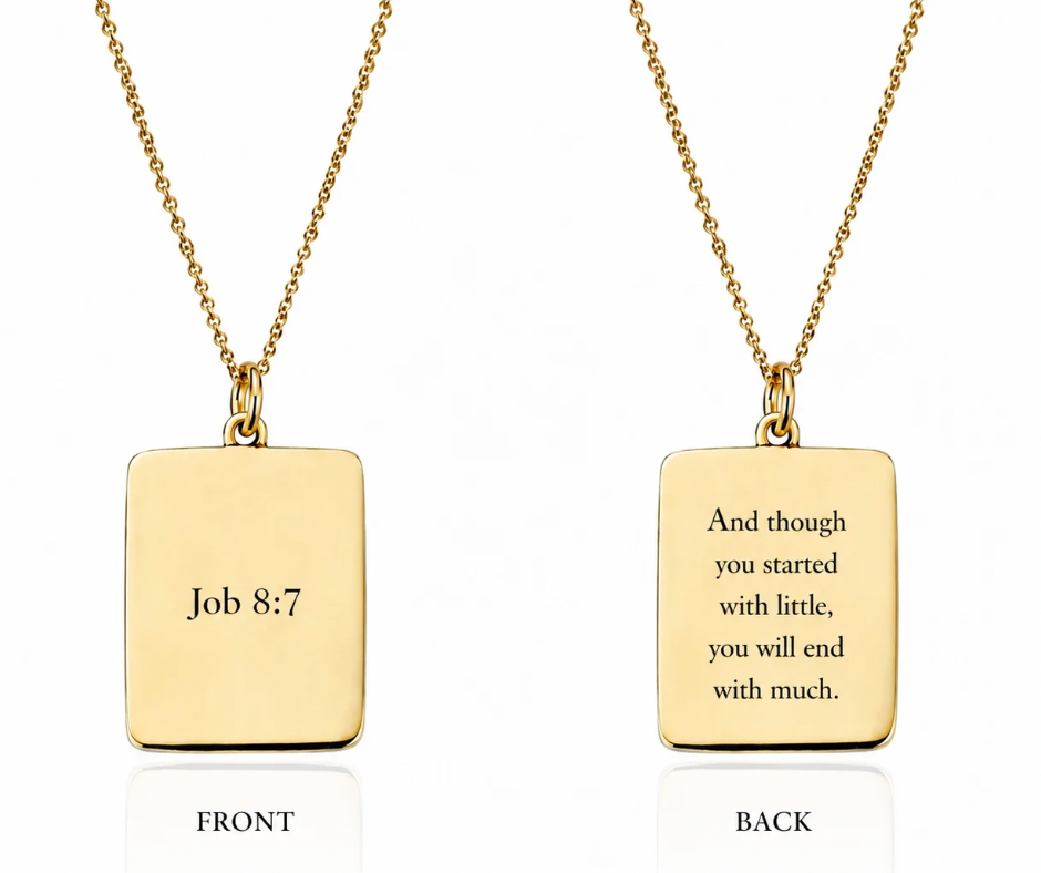 Verse Tablet Necklace, Job 8:7