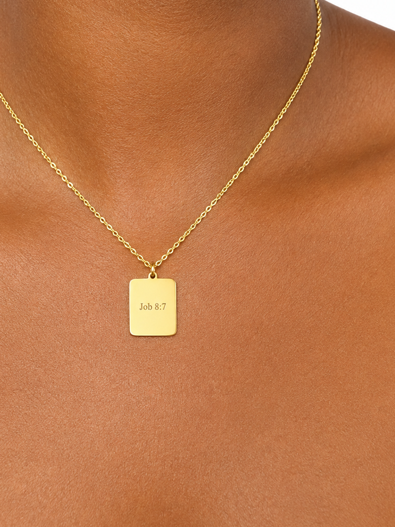 Verse Tablet Necklace, Job 8:7